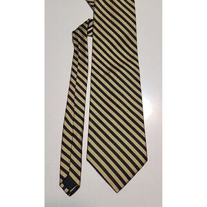 Brooks Brothers 57" Men's Repp Tie Pure Silk Woven England Made USA Gold Navy